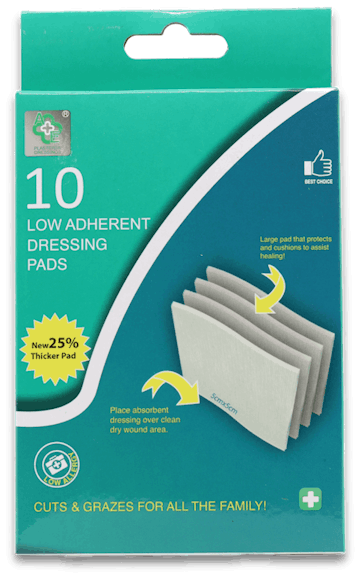 A+E Low Adherent Dressing Pads 5cm x 5cm 10 Pack