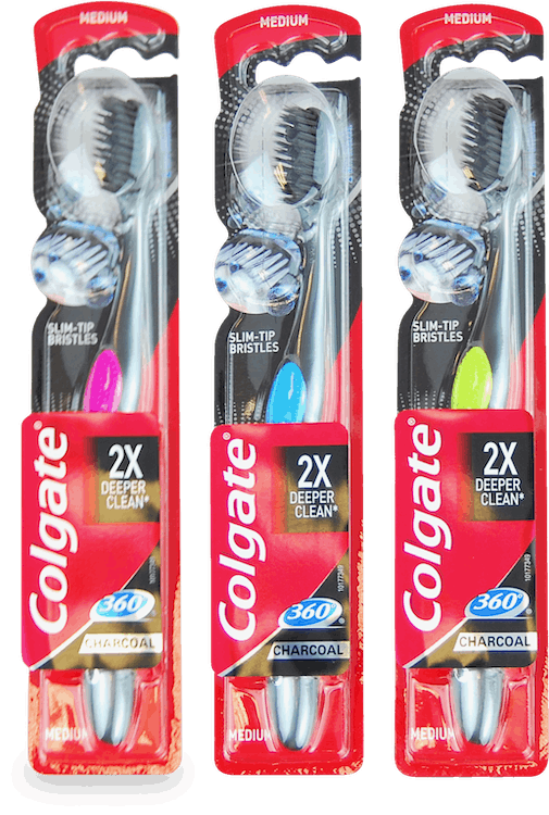 Colgate Medium Double Action Charcoal Toothbrush