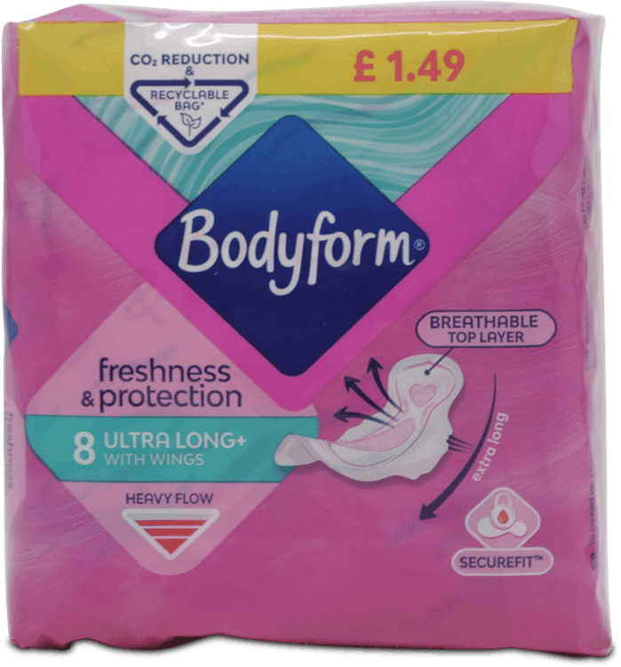 Bodyform Freshness & Protection Ultra Long With Wings Heavy Flow 8 Pack