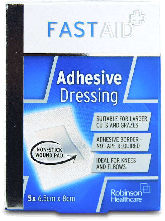 Fast Aid Dressing Adhesive 6.5cm x 8cm 5 Pack