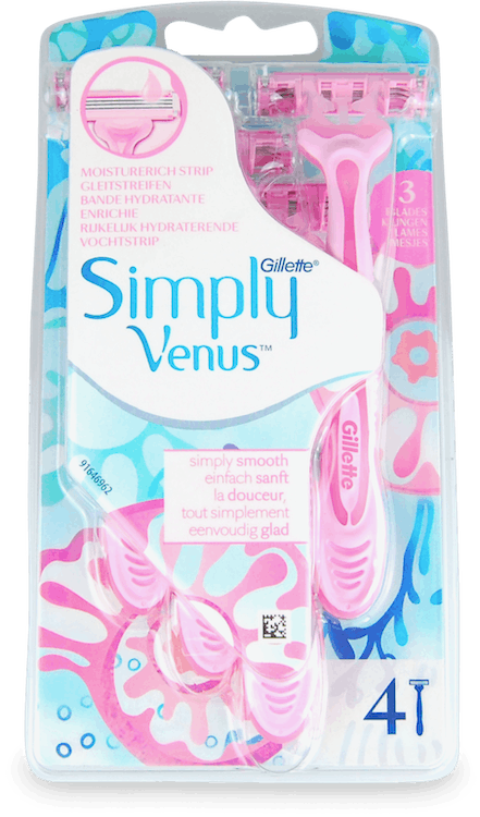 Gillette Simply Venus 3 Women's Disposable Razors 4 Pack