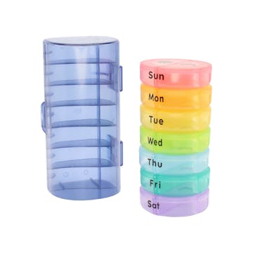 Weekly Cylindrical Pill Box Organiser