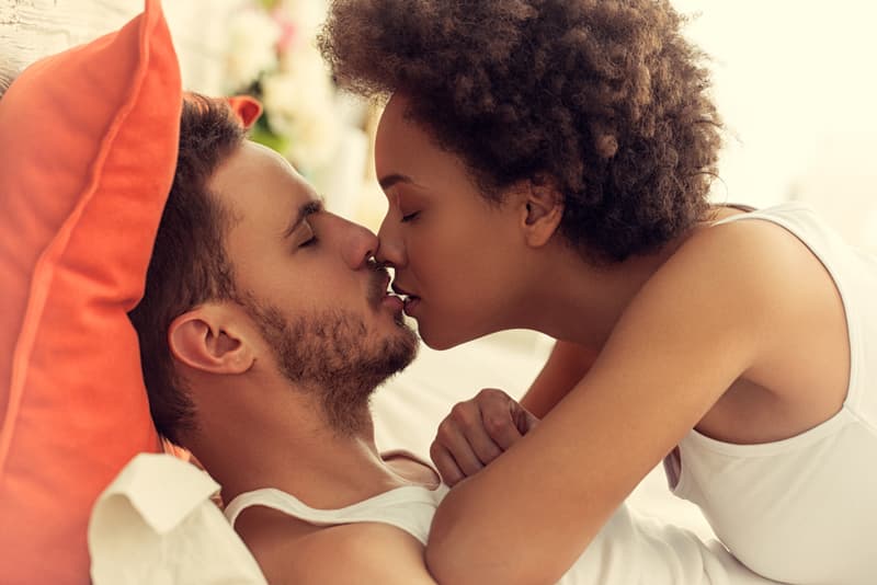 A man and a woman kissing