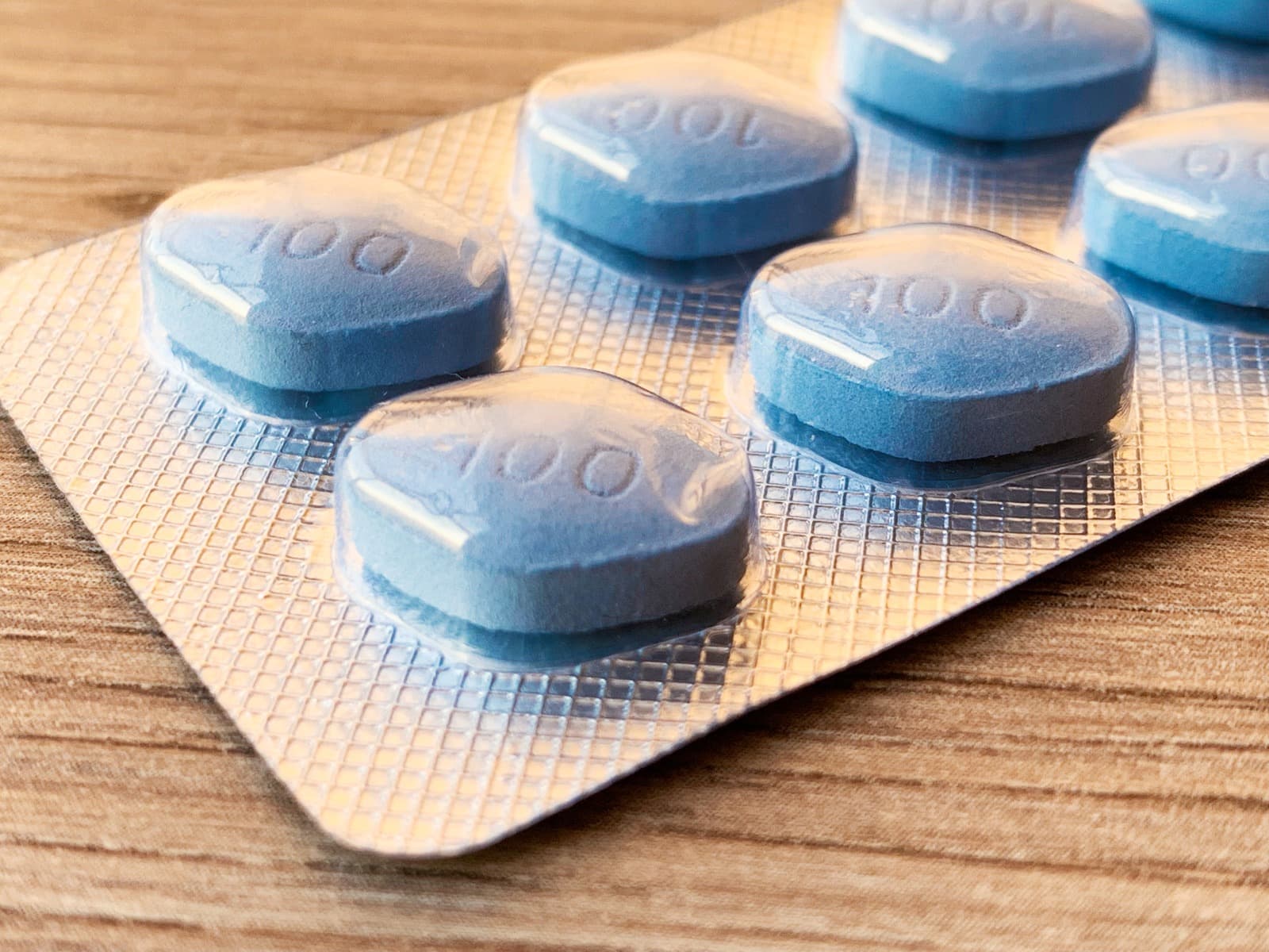 A blister pack of Viagra (sildenafil) tablets