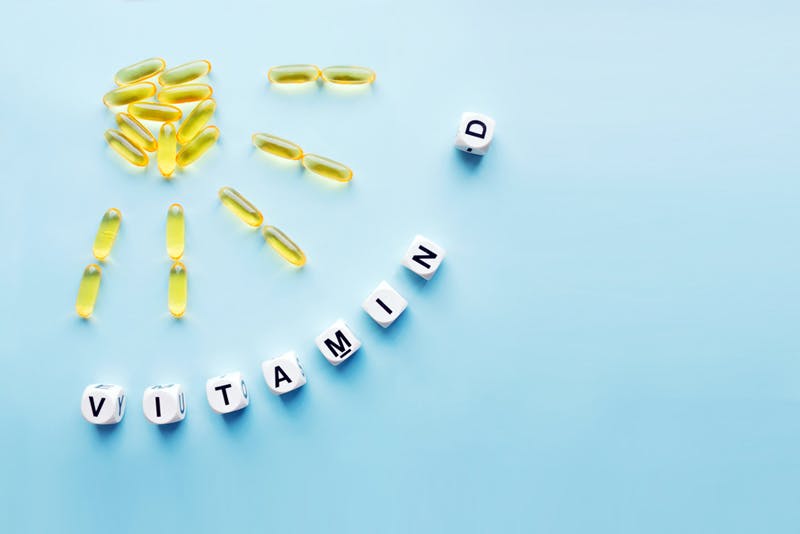 seasonal affective disorder medication - vitamin D laid out on a table