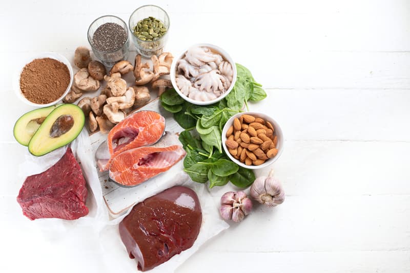 A selection of various foods that are naturally high in zinc