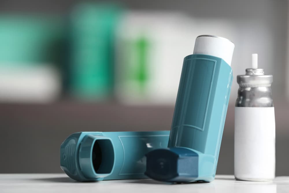 Ventolin inhaler on a surface