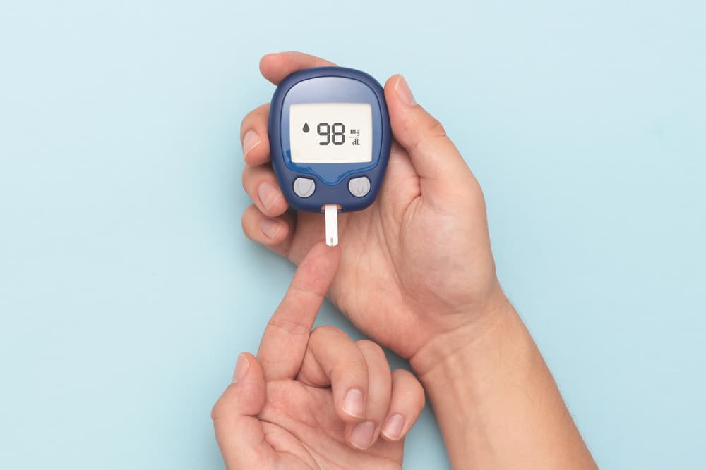 A blood sugar finger prick test