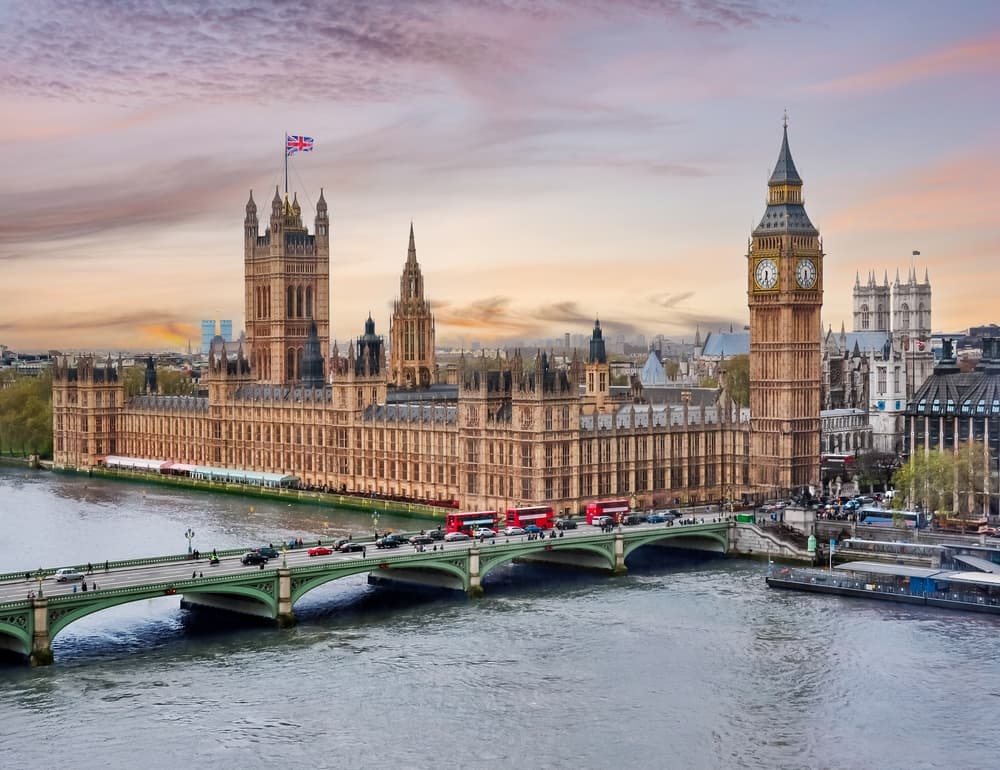 Big Ben in London during the evening