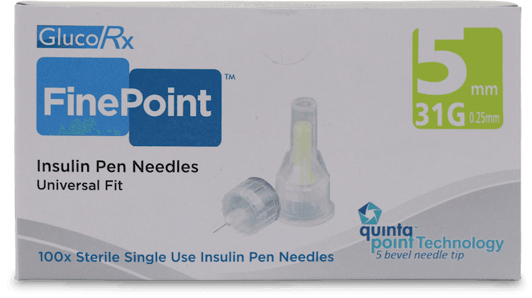 GlucoRx FinePoint Ultra 31G 5mm 100 Pack