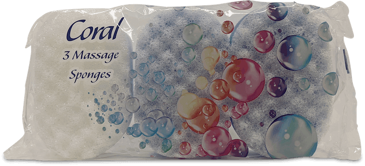 Coral Oval Massage Sponges 3 Pack