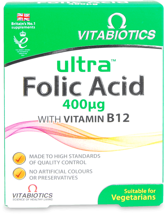 Vitabiotics Ultra Folic Acid 400µg with Vitamin B12 60 Tablets