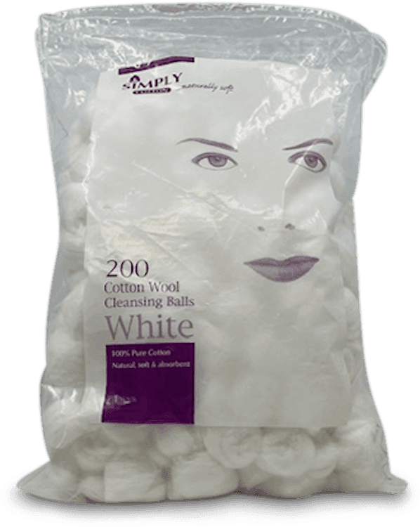 Simply Cotton Cotton Wool Balls White 200 Pack